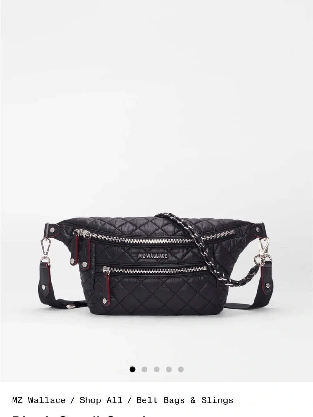 MZ Wallace Crosby Black Quilted Crossbody Belt Bag - Picture 6 of 9